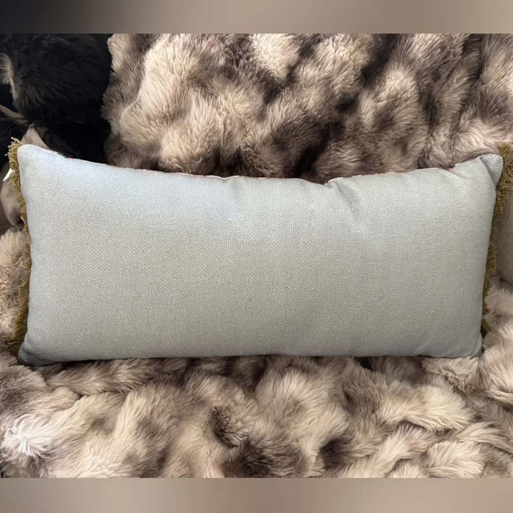 Anthropologie Floral Tapestry Bolster Pillow in Blue, Burgundy, Rust